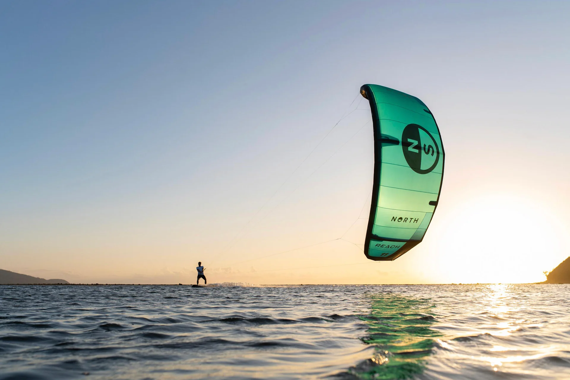 Sunset kitesurfing session